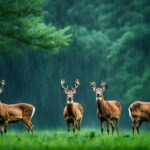 do deer move in the rain